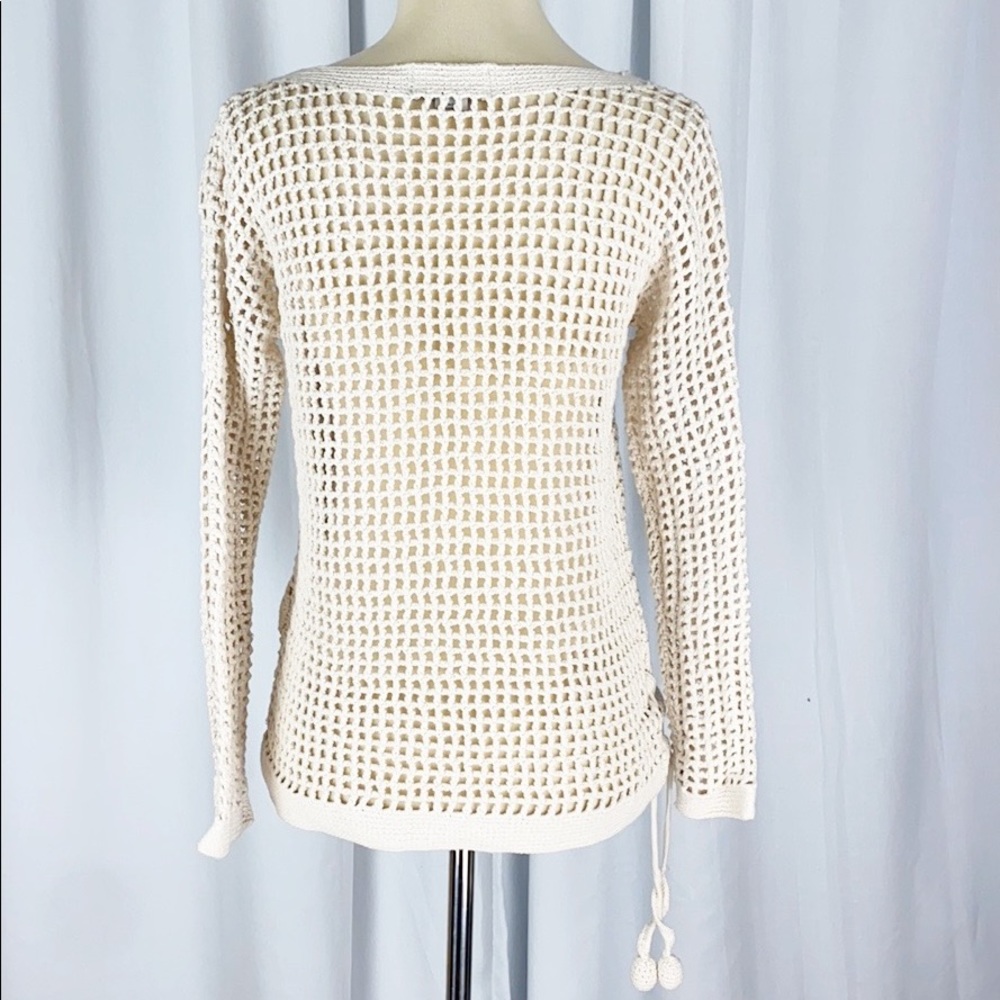 Anthro Hand Knit By Dollie Open Stitch Anchor Top - Picture 4 of 8